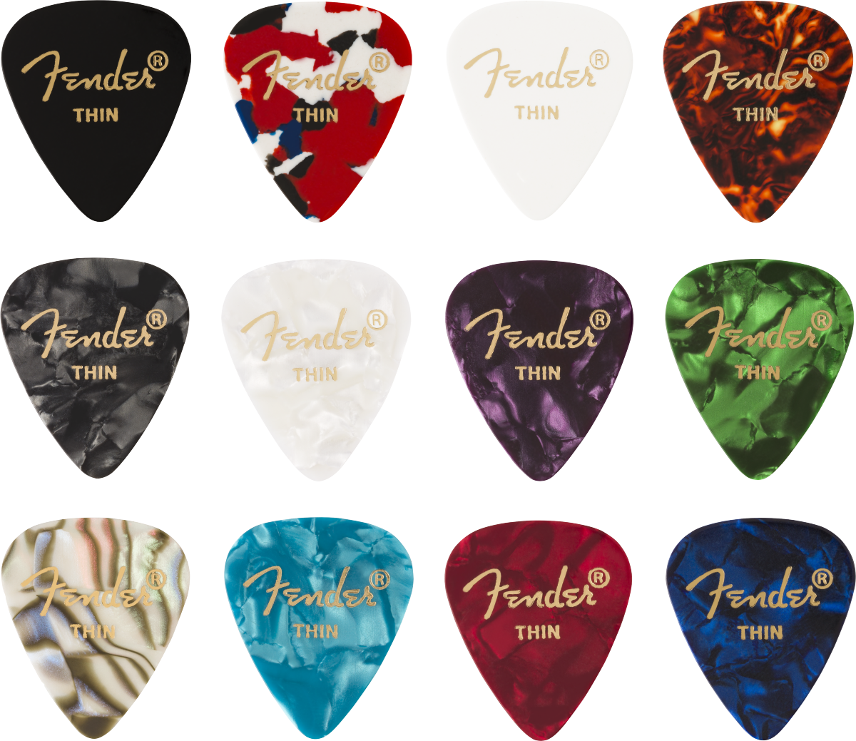 Fender Celluloid Medley Picks, 351 Shape - 12 Pack