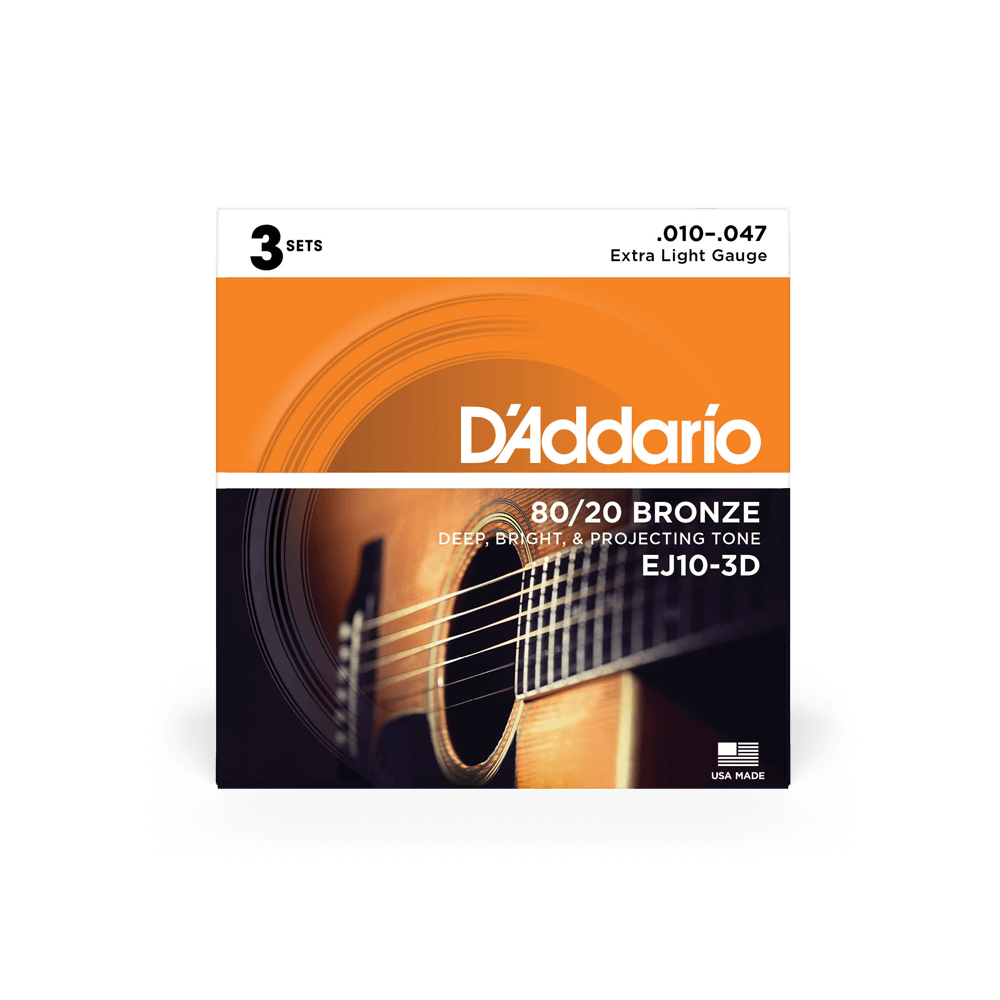 10-47 Extra Light Acoustic Guitar Strings EJ10