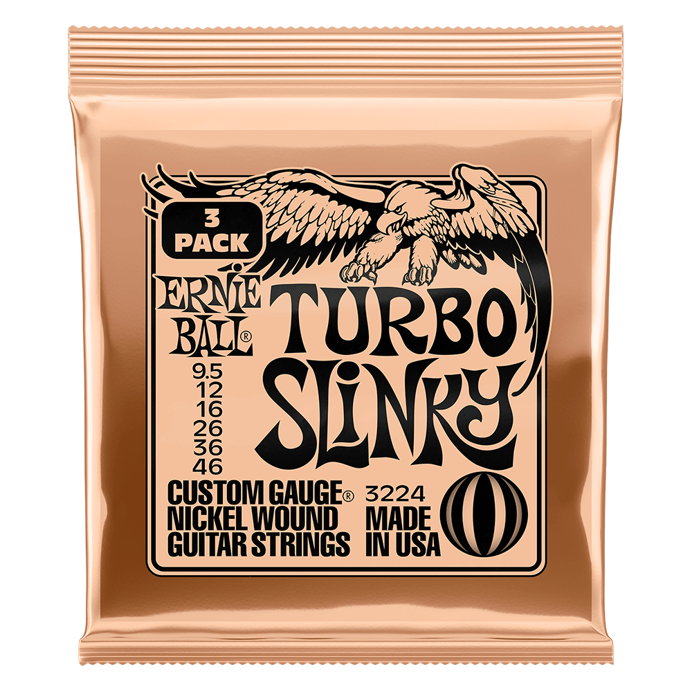 Turbo Slinky Nickel Wound Electric Guitar Strings 9.5-46 Gauge - 3 Pack