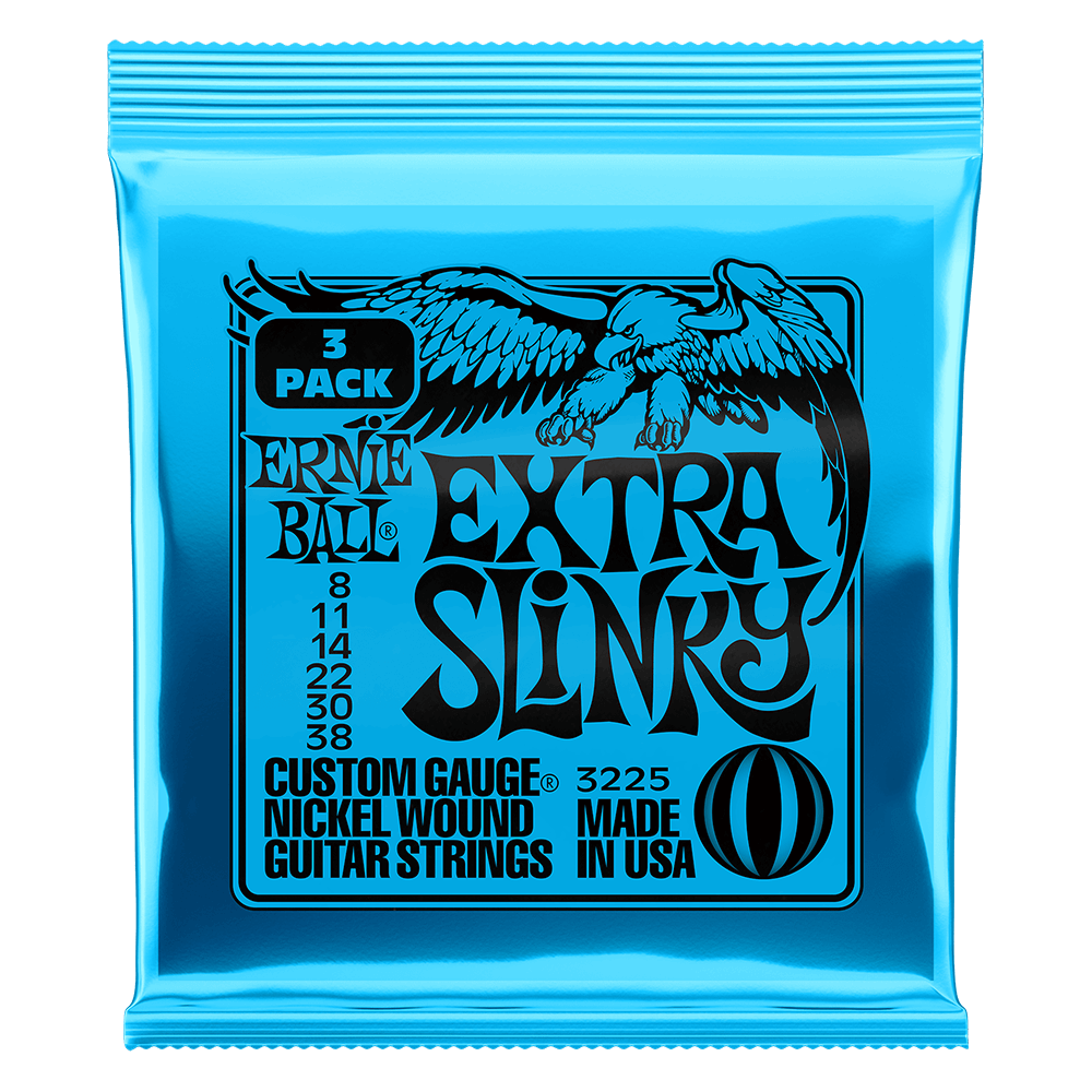 Extra Slinky Nickel Wound Electric Guitar Strings 8-38 Gauge - 3 Pack