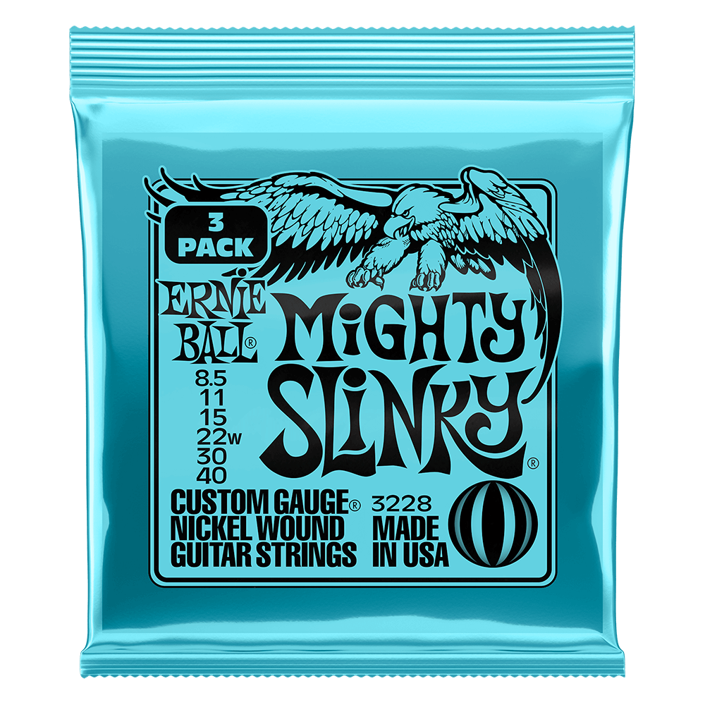 Mighty Slinky Nickel Wound Electric Guitar Strings 8.5-40 Gauge - 3 Pack