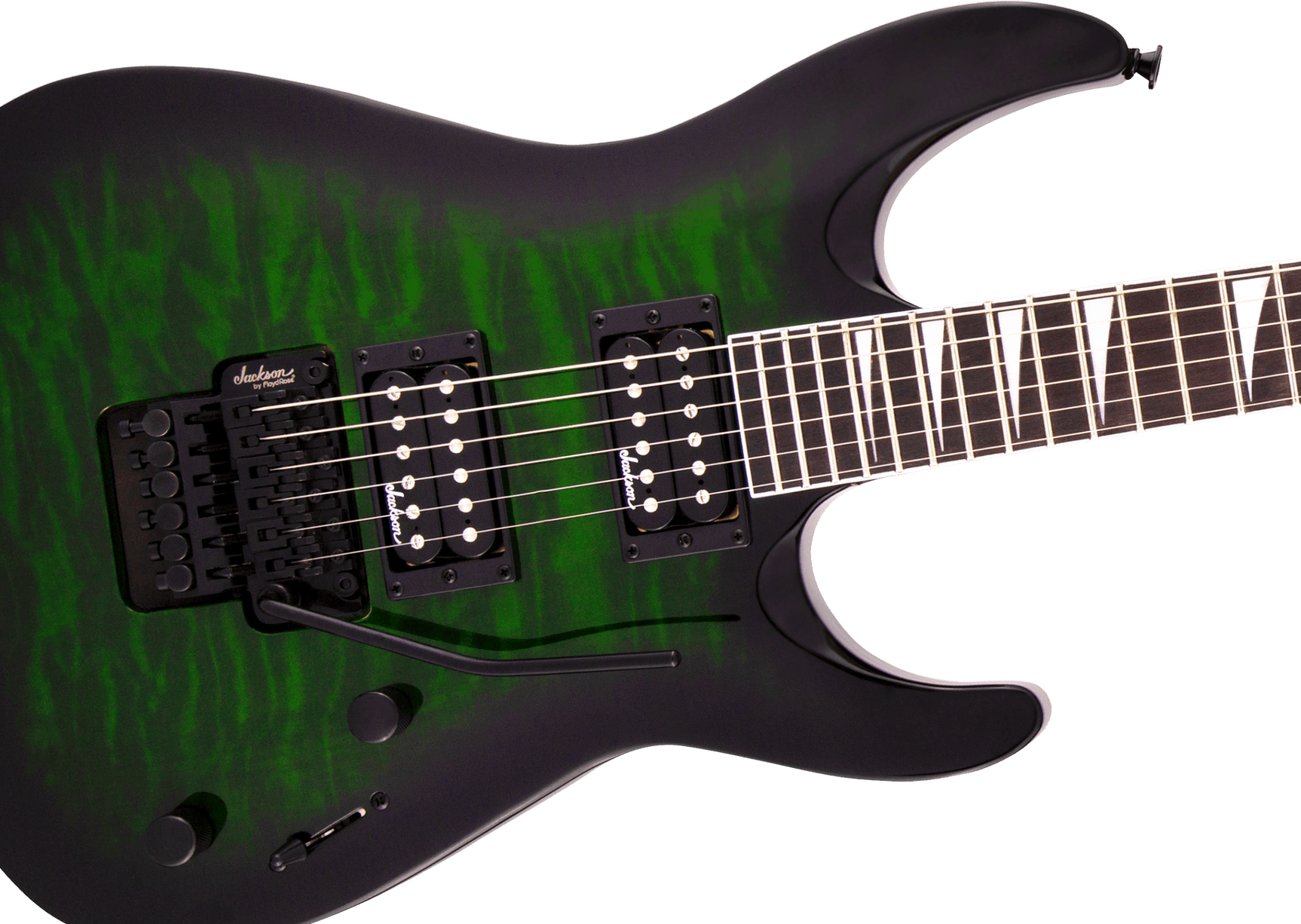 Jackson JS Series Dinky® Arch Top JS32Q DKA, Amaranth Fingerboard, Transparent Green Burst