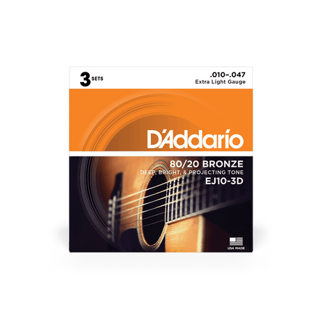 10-47 Extra Light Acoustic Guitar Strings EJ10