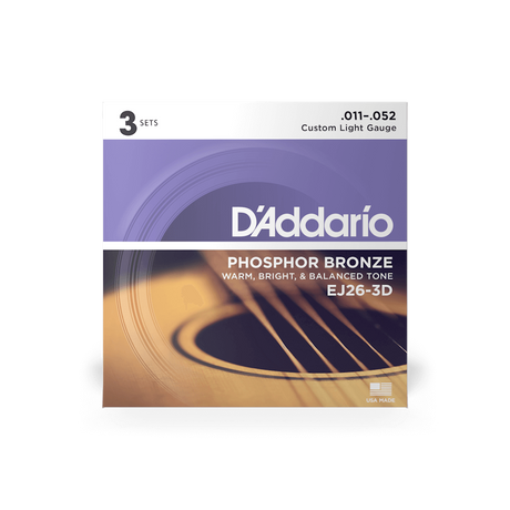 11-52 Custom Light Acoustic Guitar Strings EJ26