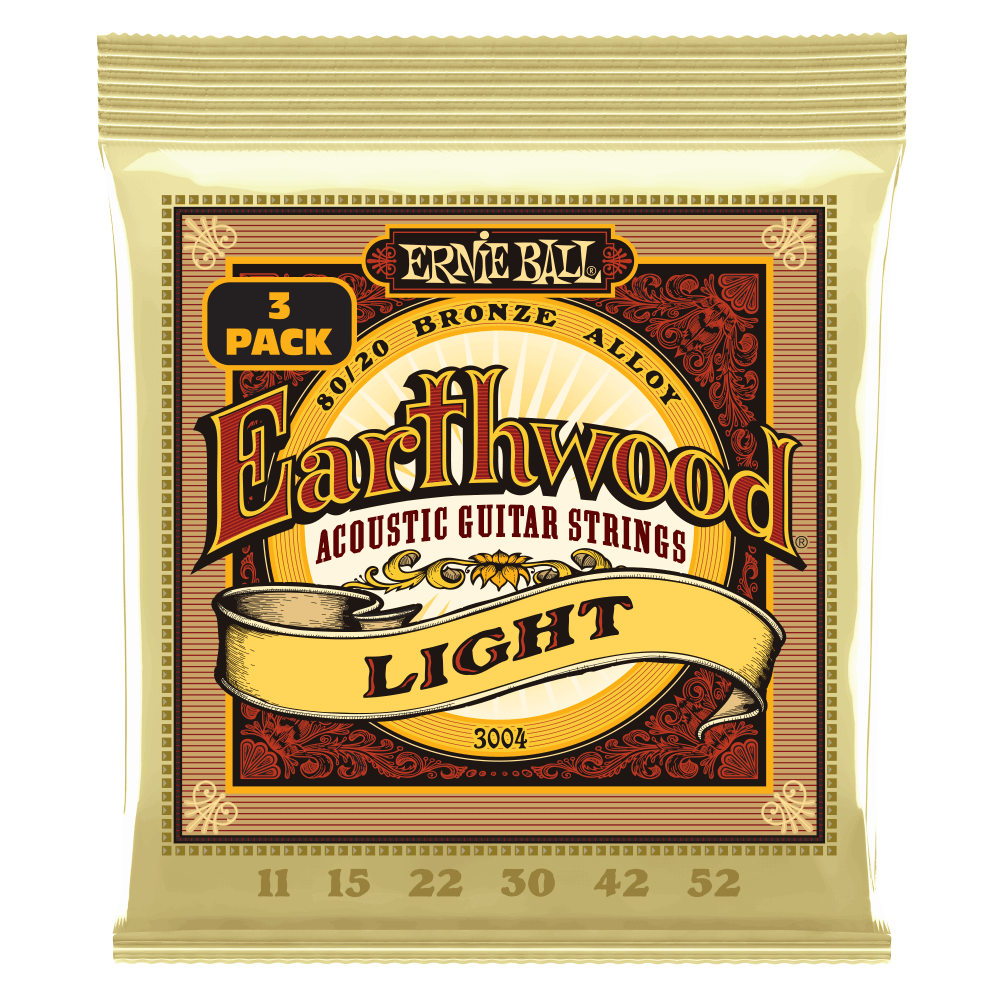 Light Earthwood 80/20 Bronze Acoustic Guitar Strings 11-52 Gauge - 3 Pack