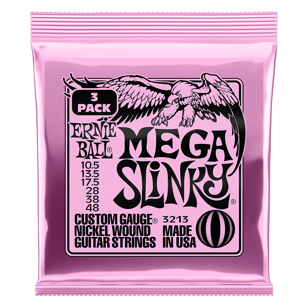 Mega Slinky Nickel Wound Electric Guitar Strings 10.5-48 Gauge - 3 Pack